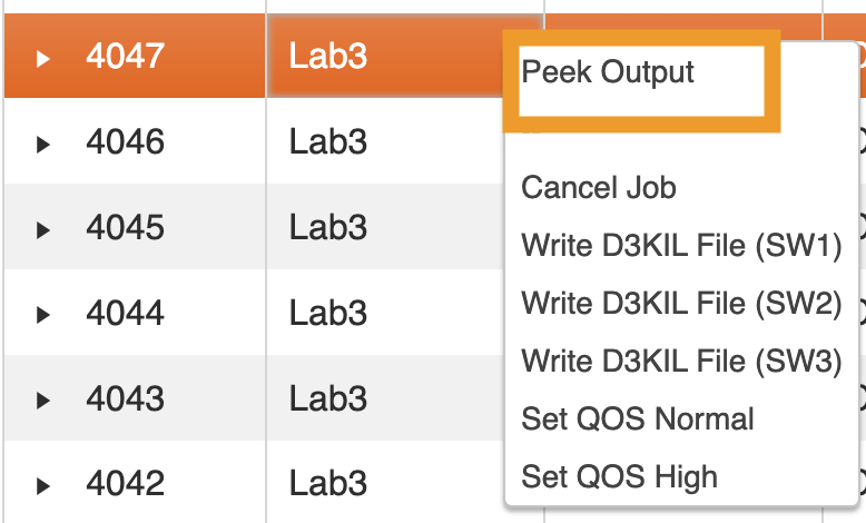 Job Peek Feature