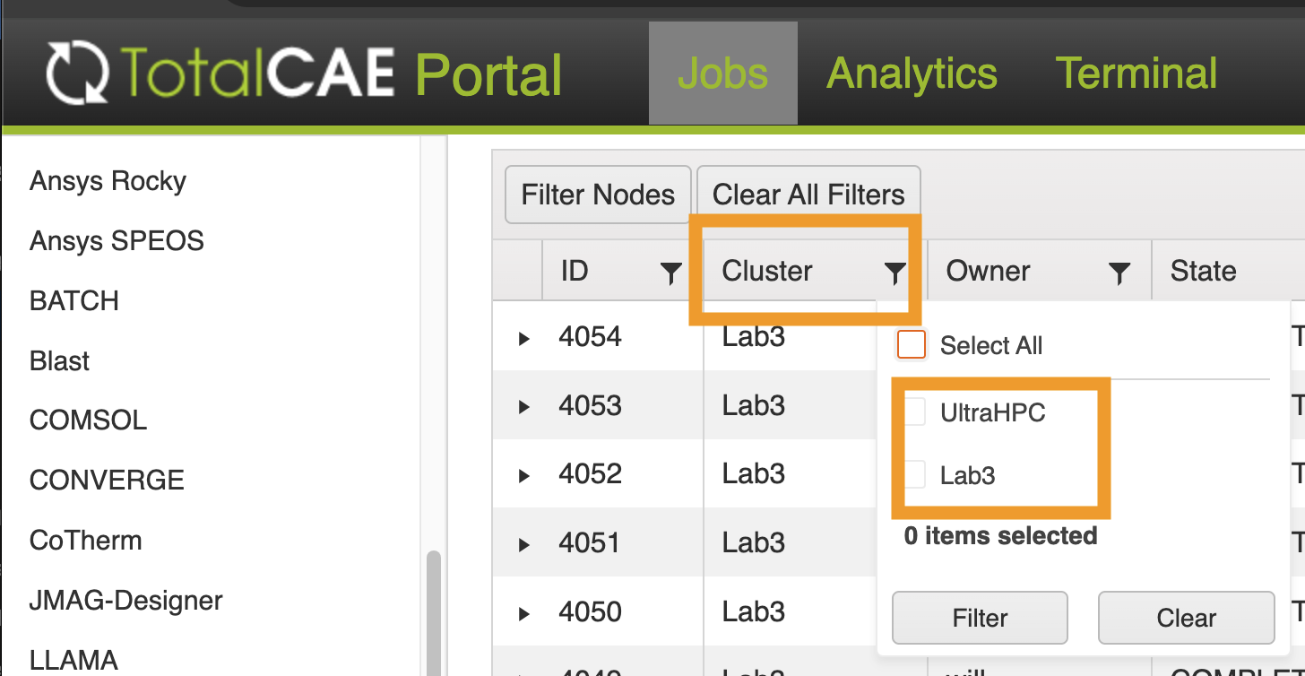 View and Submit HPC Clusters